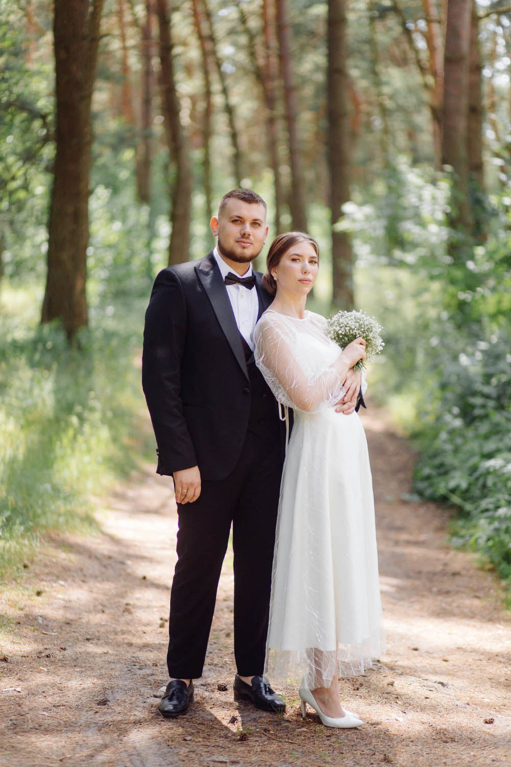 Bearded stylish groom suit beautiful blonde