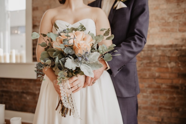 Woman holding bouquet